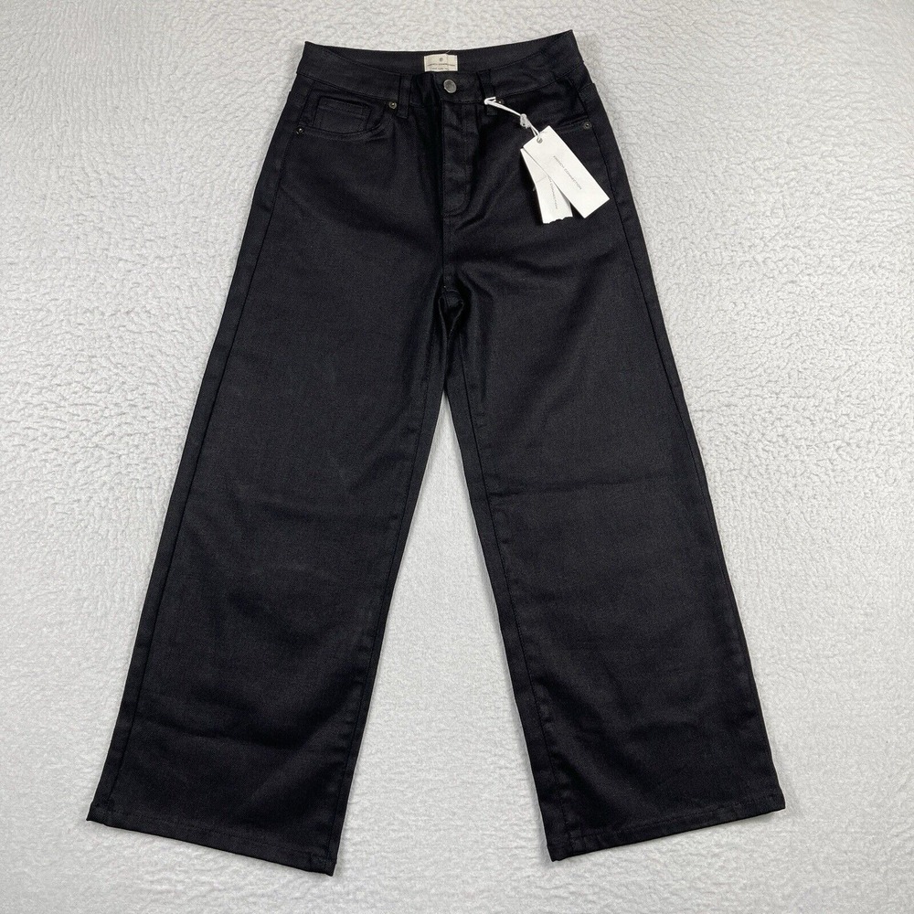 French Connection Jeans Womens 2 Blue Black Denim Cropped Cone Relax Casual Pant
